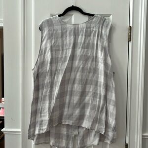 JJill 100% Linen 4X gingham plaid blouse, NWT